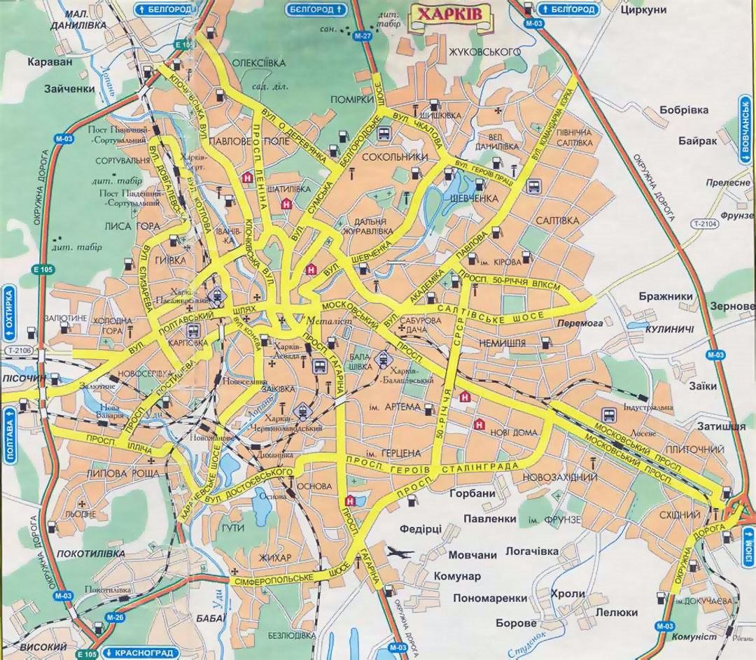 Mapa de tránsito de la ciudad de Járkov