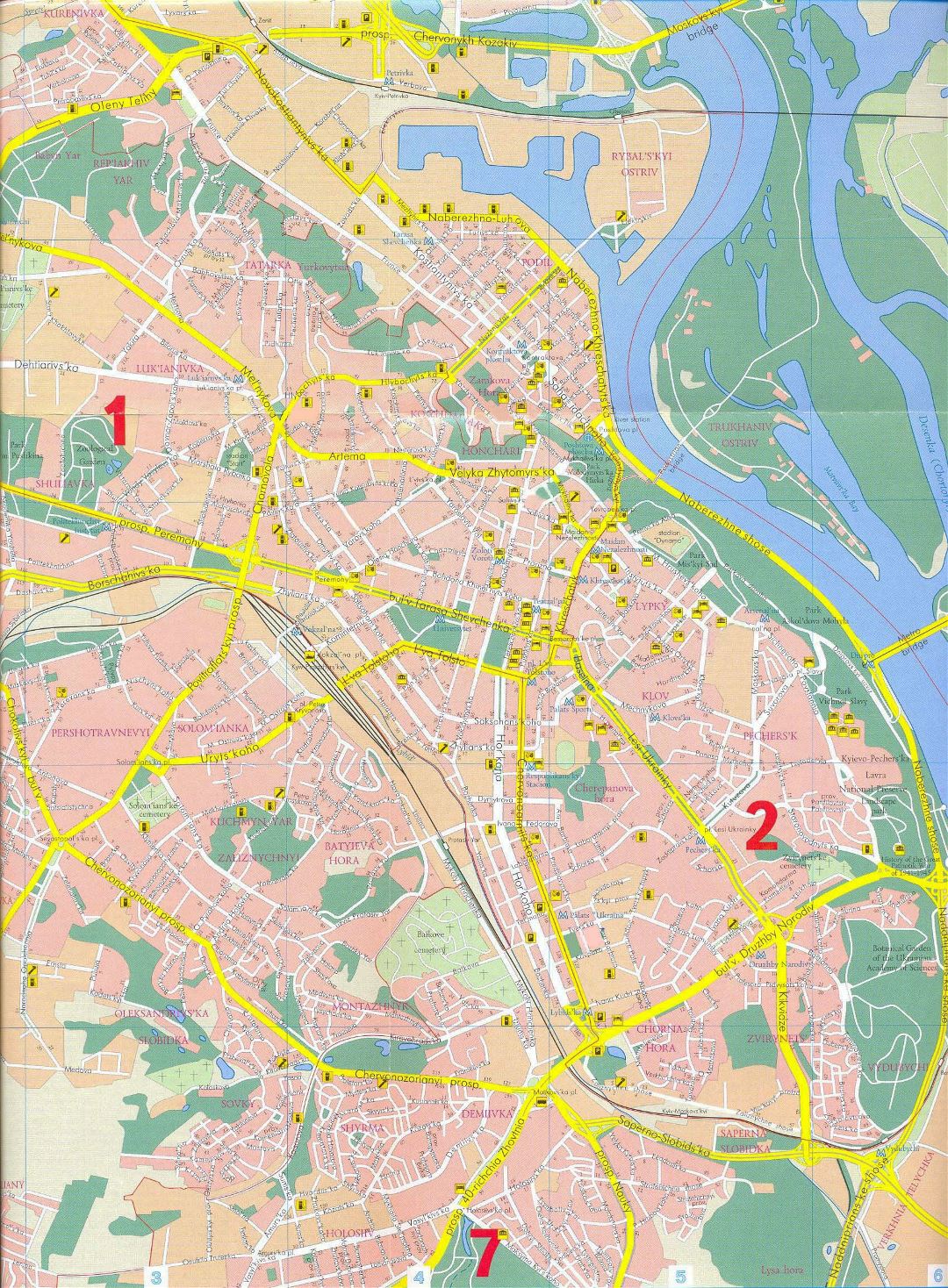 Grande detallado mapa de la calle del centro de Kiev