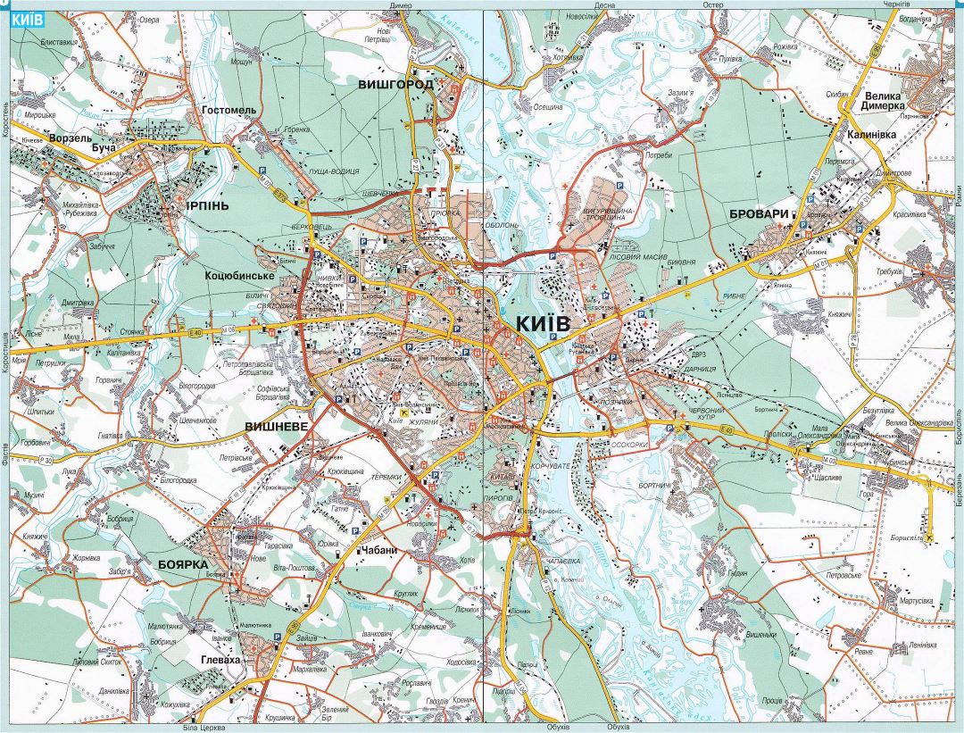 Grande detallado mapa de tránsito de ciudad de Kiev en ucraniano