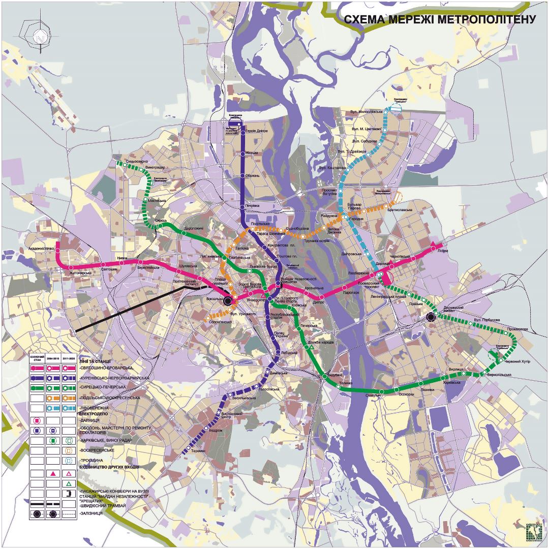 Grande detallado mapa del metro de ciudad de Kiev en ucraniano