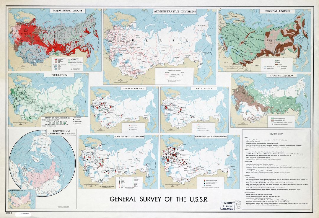 A gran escala mapa encuesta general de la URSS - 1961