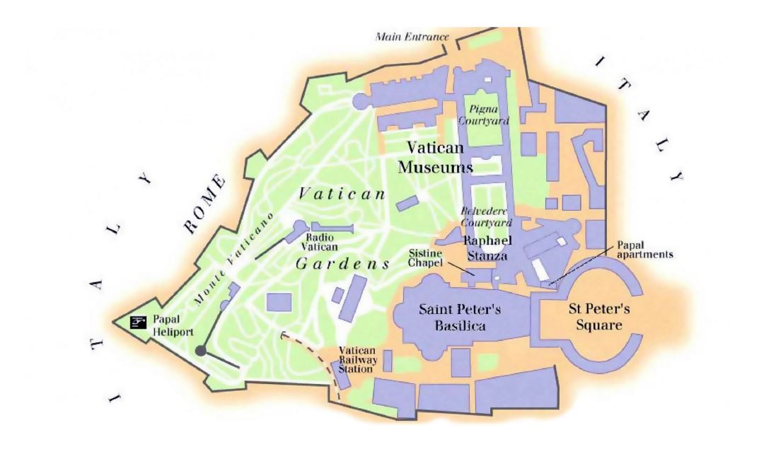 Detallado mapa de ciudad del Vaticano