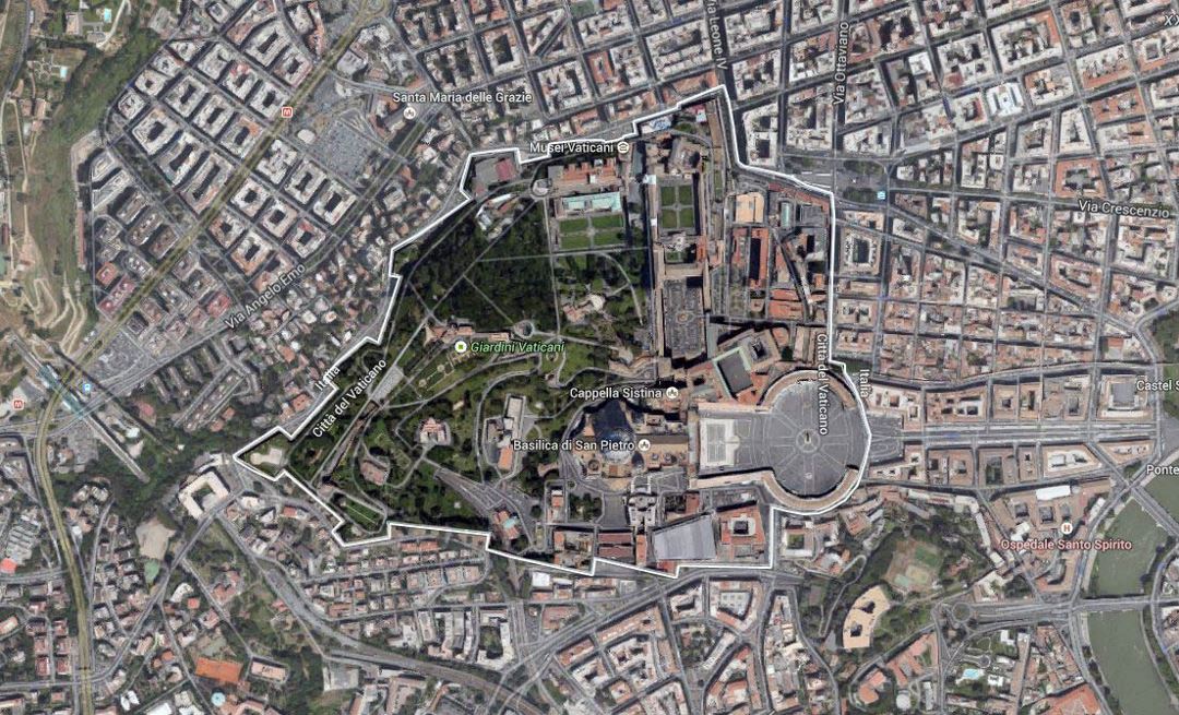 Detallado satelital imagen de ciudad del Vaticano y sus alrededores