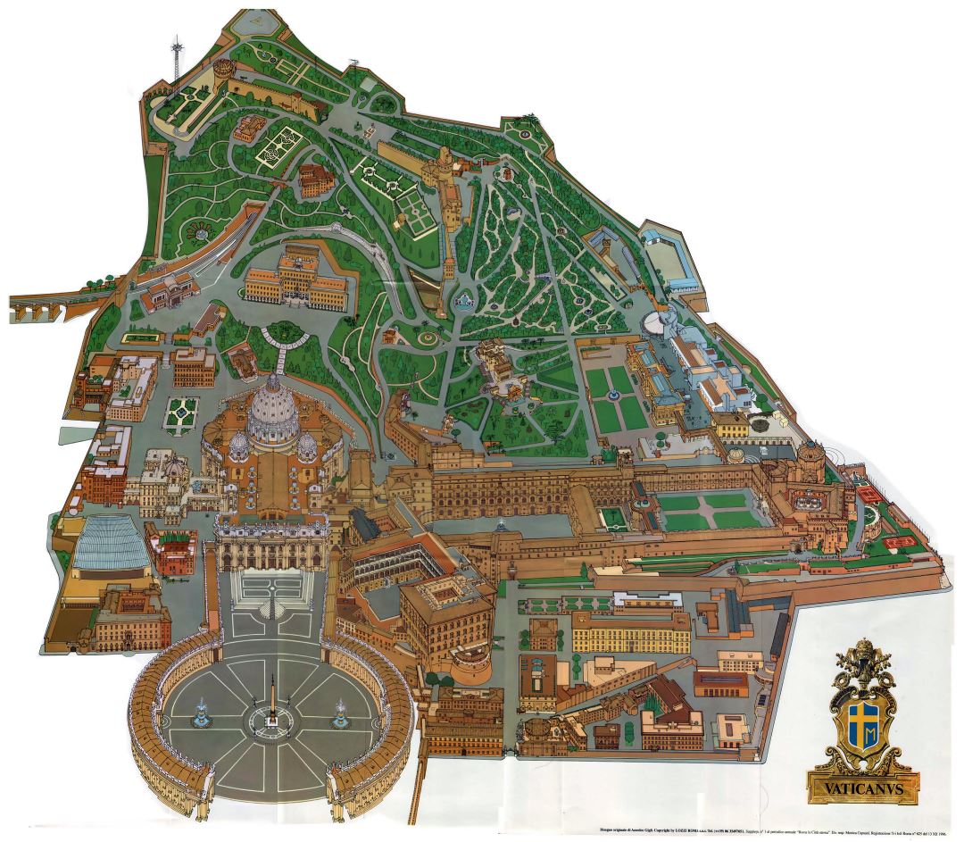 Grande detallado mapa panorámico de ciudad del Vaticano