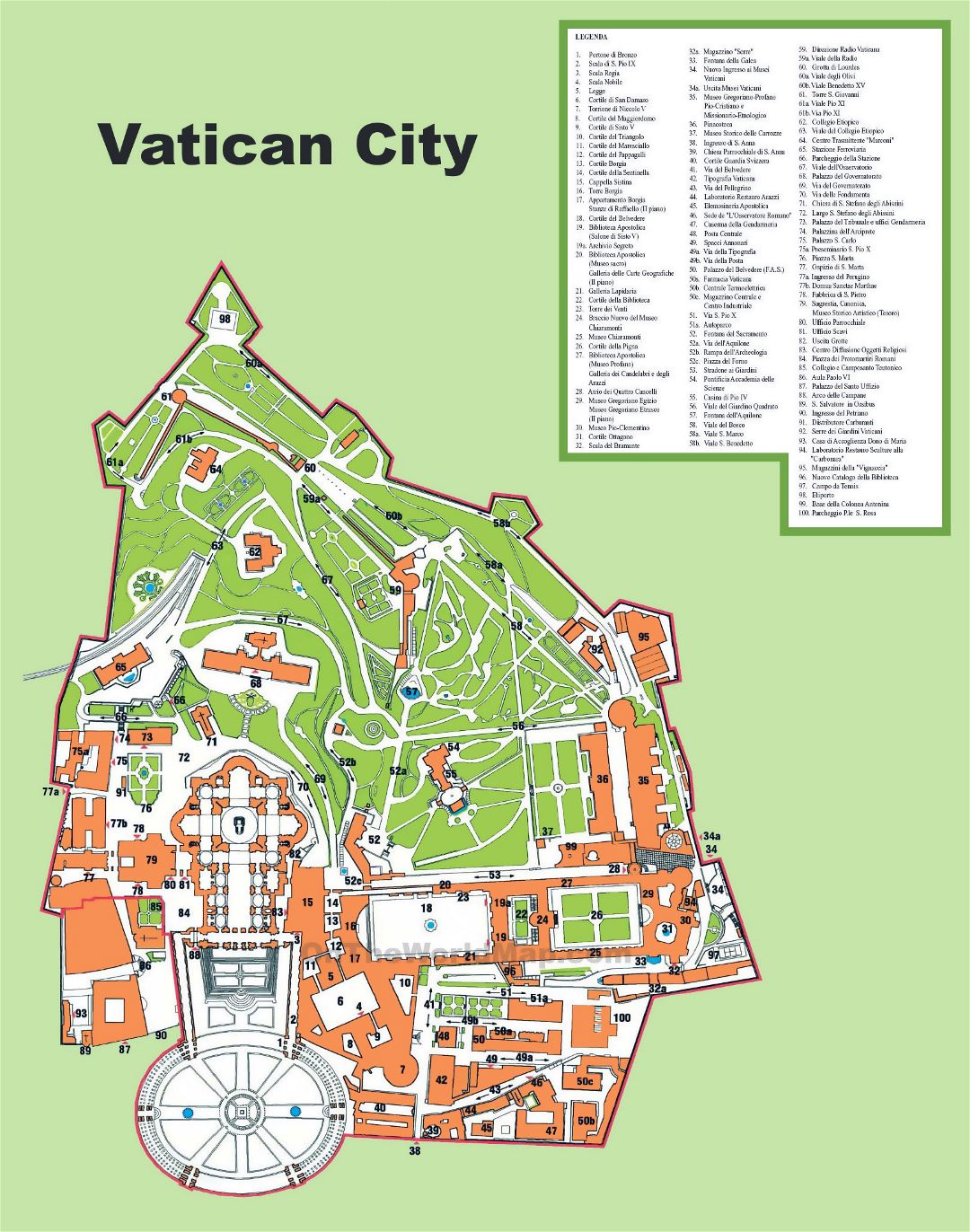 Grande detallado mapa turístico de ciudad del Vaticano