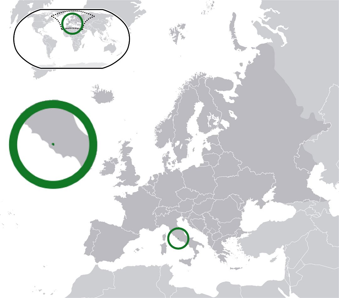 Grande mapa de ubicación de ciudad del Vaticano