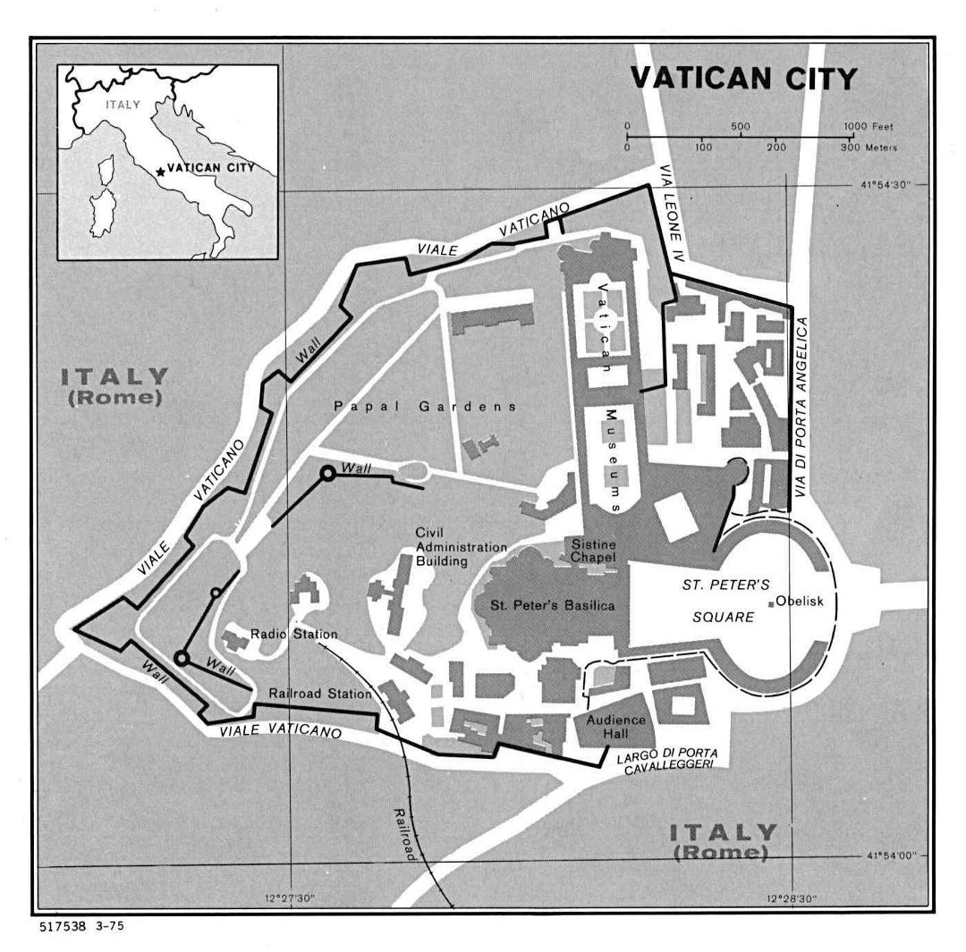 Grande mapa político de ciudad del Vaticano