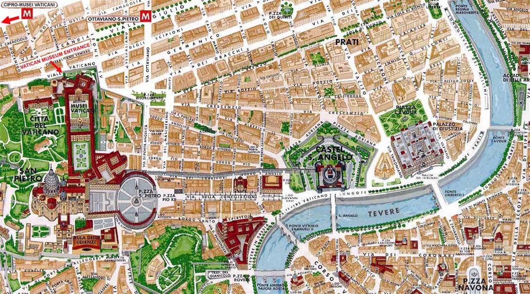 Mapa del área de ciudad del Vaticano