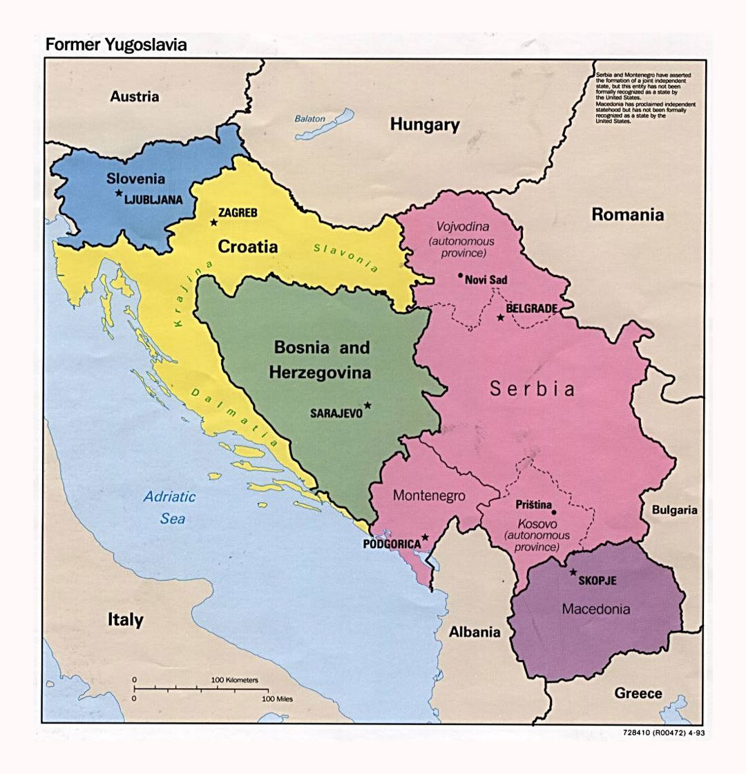 Detallado mapa político de la ex Yugoslavia - 1983