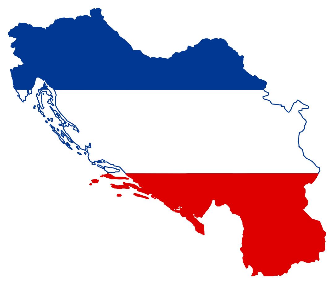 Grande bandera mapa de Yugoslavia