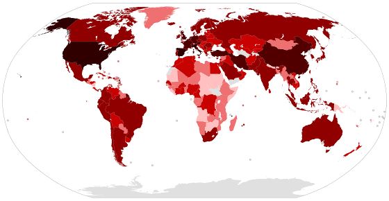 Brote de Covid-19 Mapa mundial - 01-04-2020