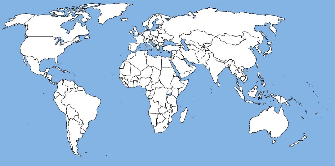 Contorno grande mapa político del mundo