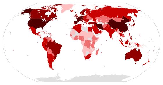 Covid-19 (Coronavirus) Mapa mundial - 24-03-2020