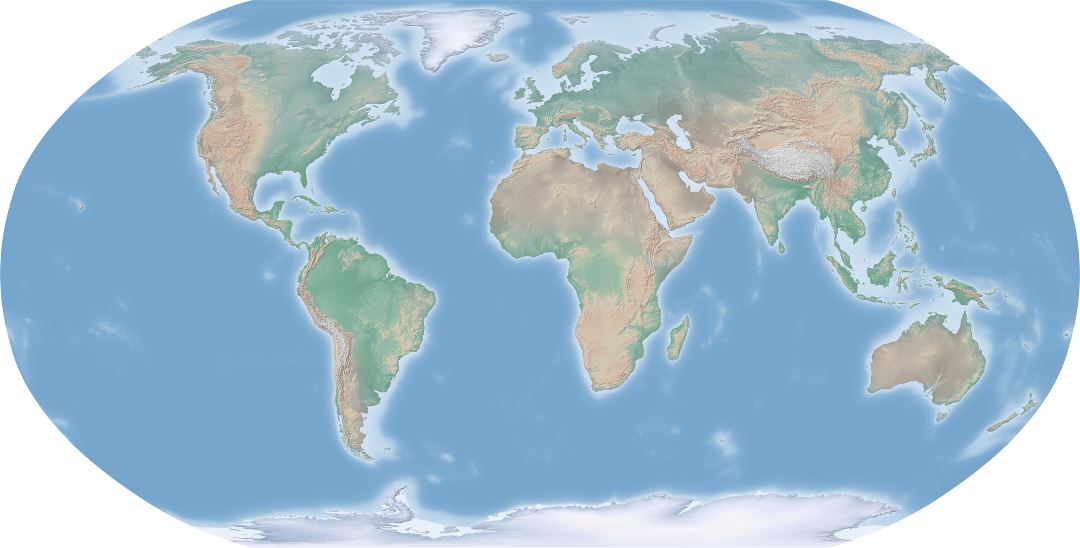 Mapa grande alivio escala del Mundial