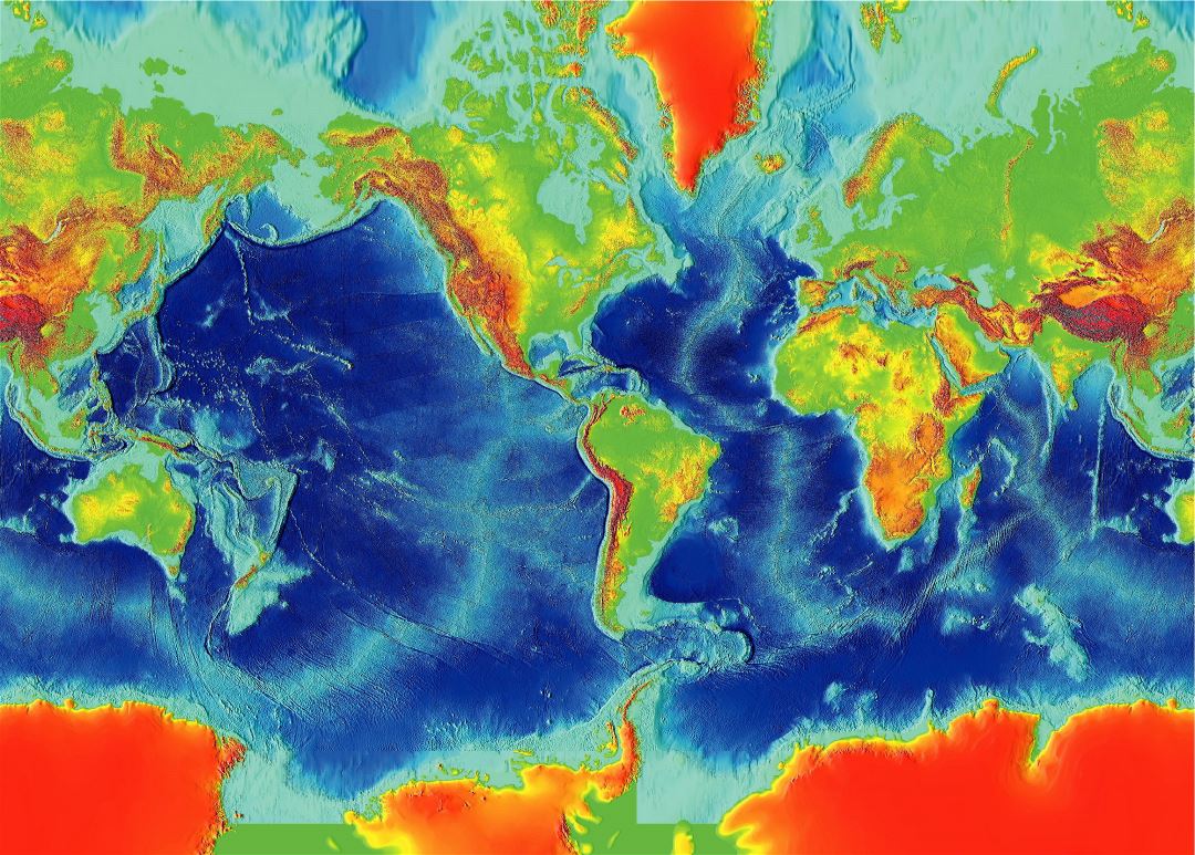 Mapa grande de la superficie de la Tierra fracturado