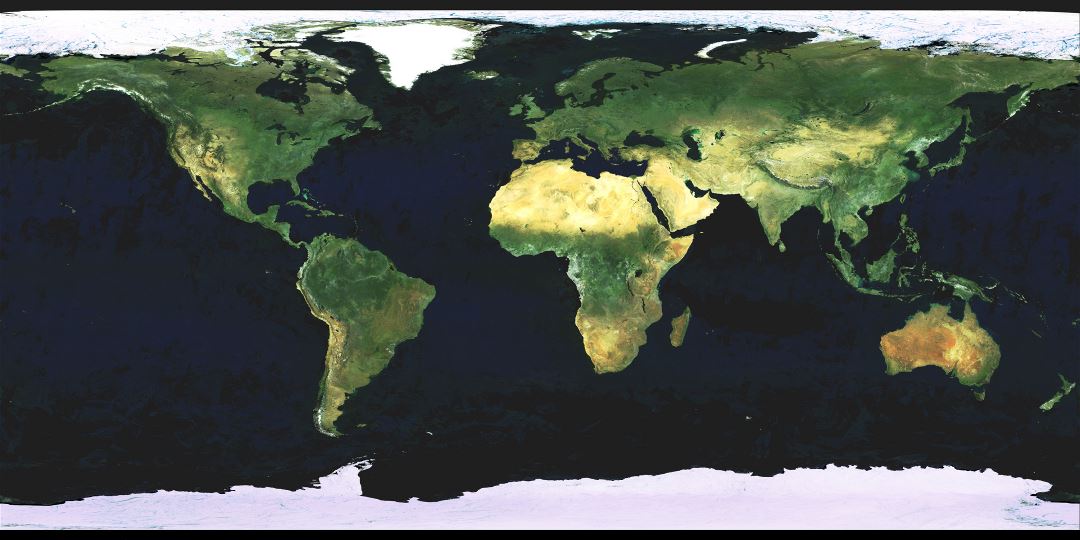 Mapa grande por satélite detallada del Mundo