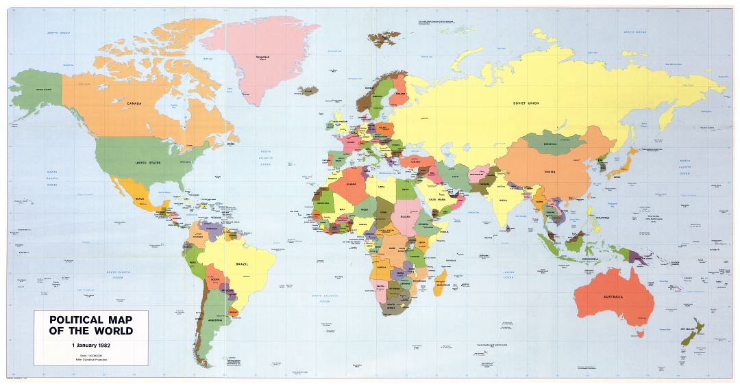 Mapa político a gran escala del mundo - 1982