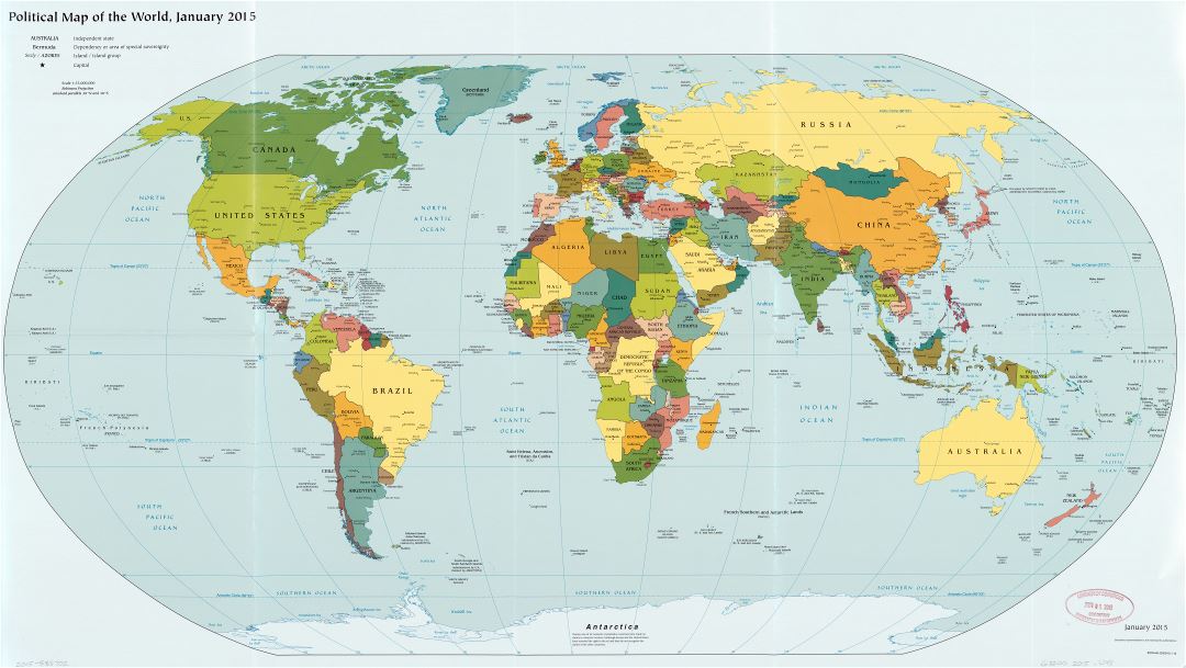 Mapa político a gran escala del mundo - 2015