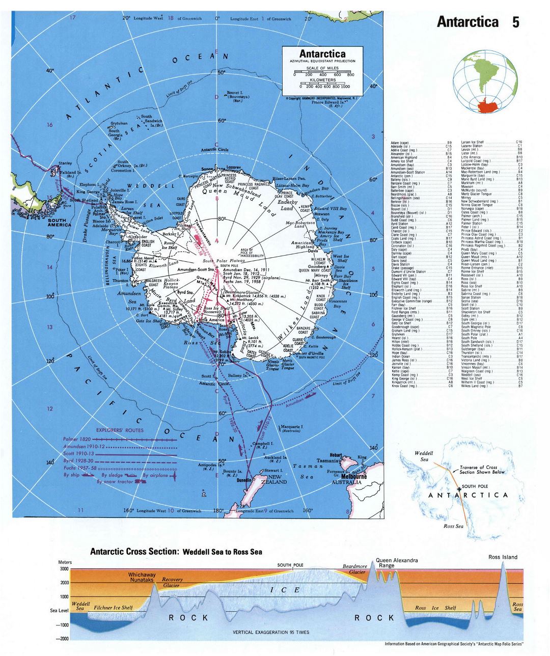 Gran mapa detallado de la Antártida