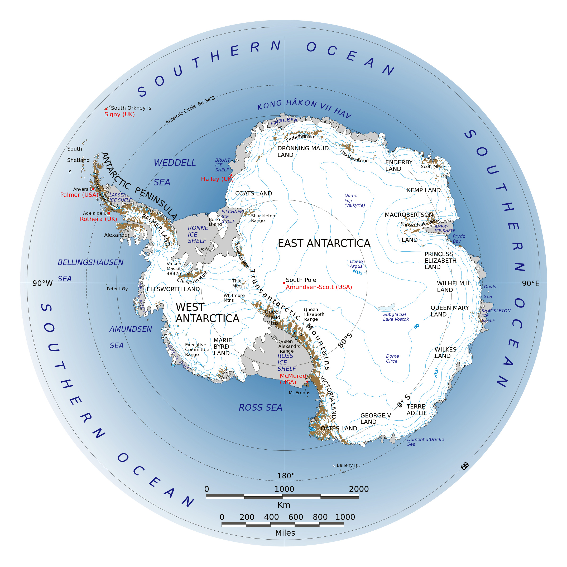 Mapa grande de la Antártida | Región Antártica | Mundo | Mapas del Mundo