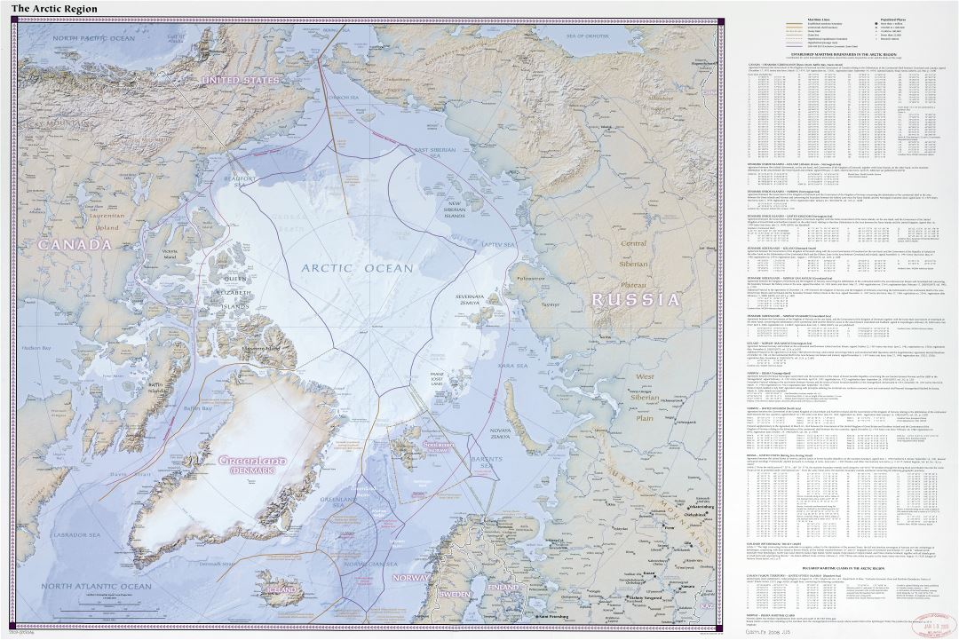 En alta resolución mapa de la región del Ártico se detalla con otras marcas - 2008