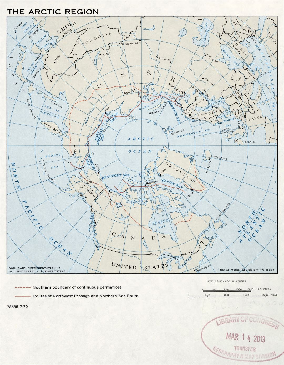 Gran mapa detallado de la región del Ártico - 1970
