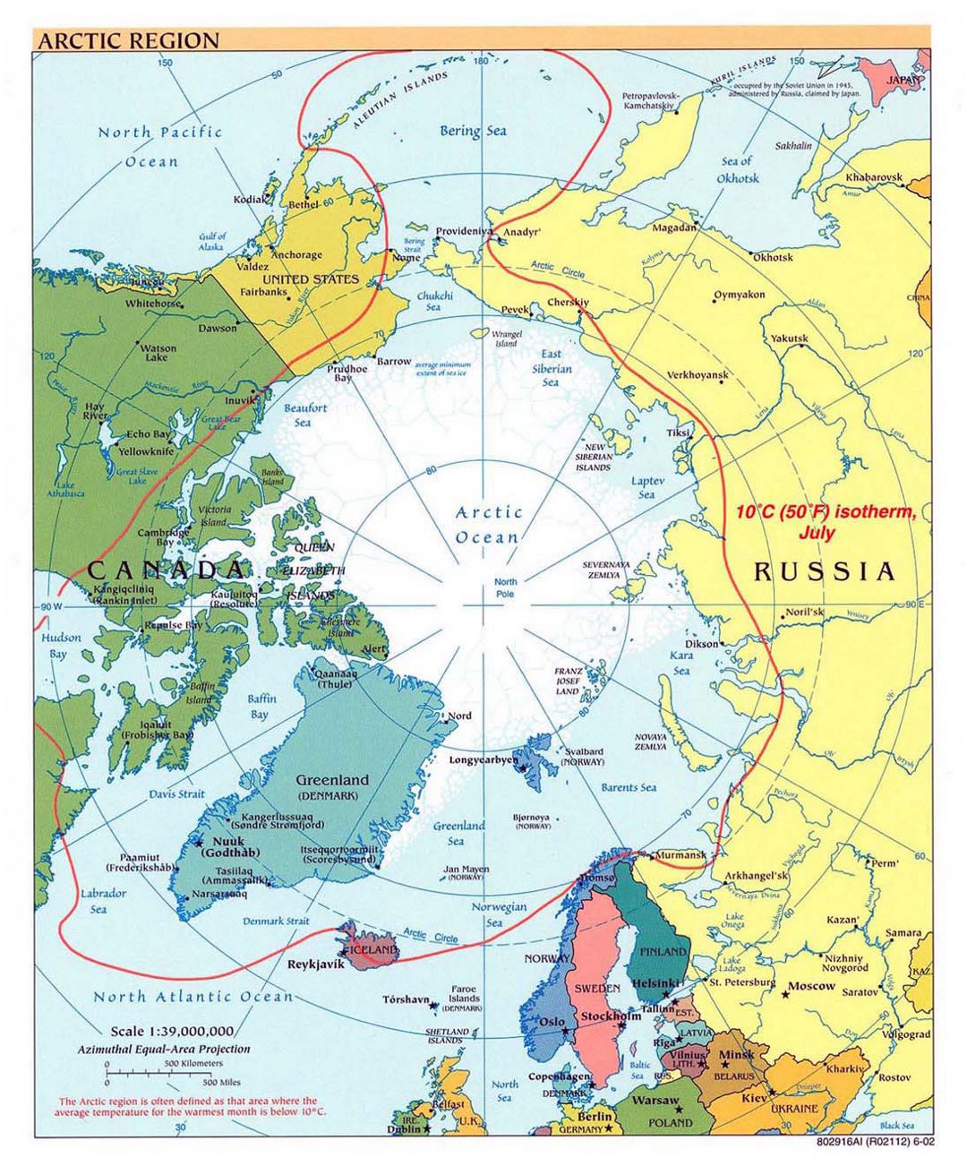 Gran mapa político de la Región Ártica - 2002