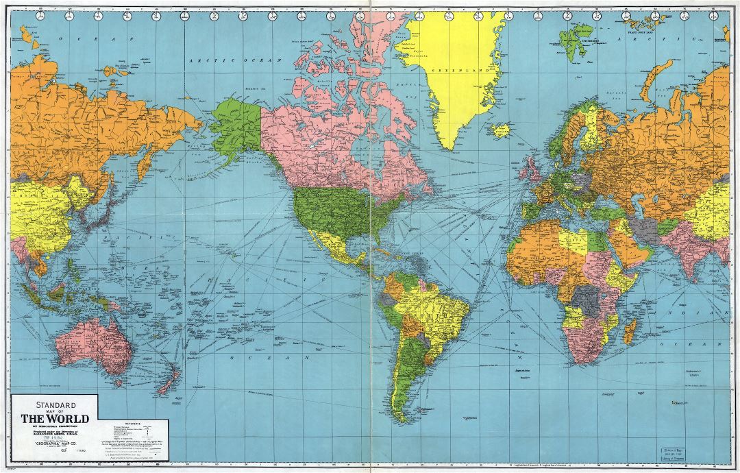 A gran escala de mapa estándar de edad del mundo - 1942