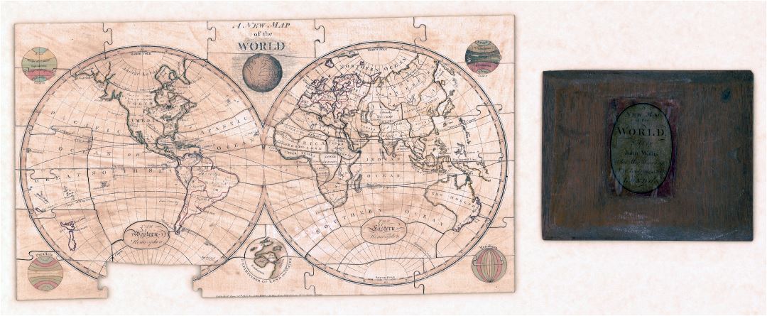 Ampliación de la escala del mapa de puzzle antigua del mundo - 1800