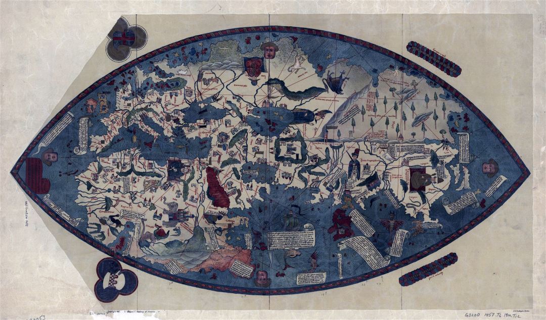 Ampliación Mapa detallado del Viejo Mundo genovés - 1457