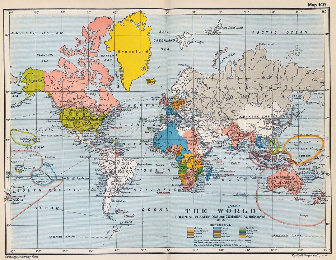 Grande Antiguo mapa político del mundo - 1910