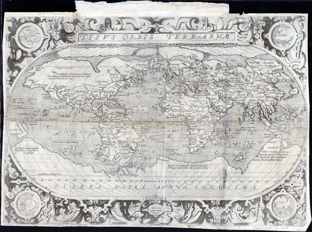 Mapa antiguo gran escala del mundo - 1603