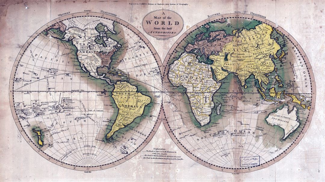 Viejo mapa a gran escala del mundo - 1795