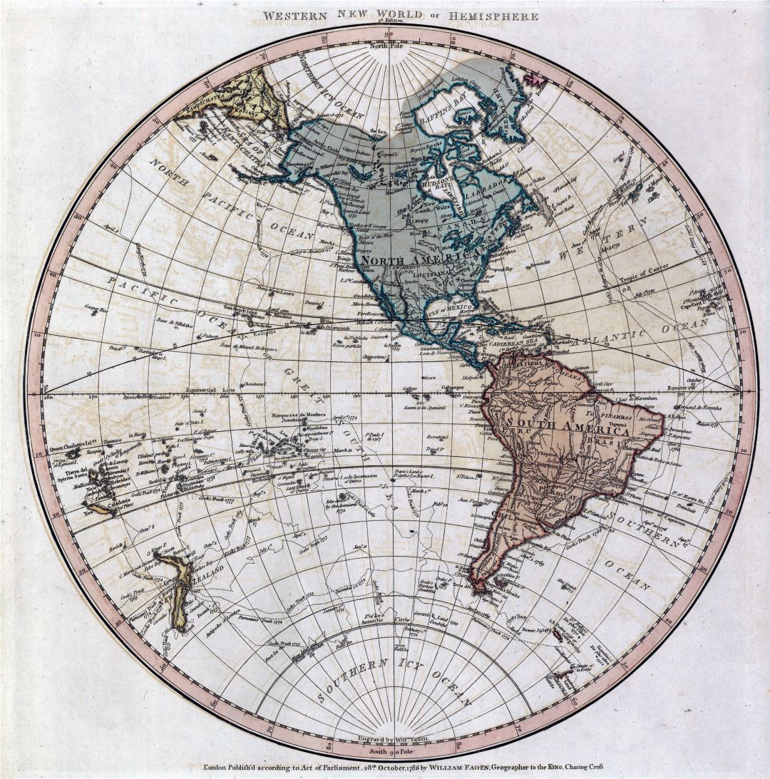 Viejo mapa a gran escala del mundo del hemisferio occidental