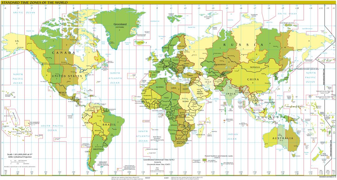 Gran mapa detallado Zonas Horarias del Mundo - 2010