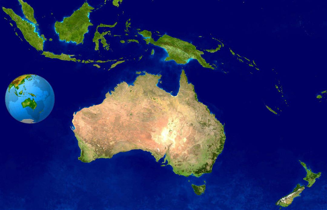 Gran mapa de satélite de Australia y Oceanía